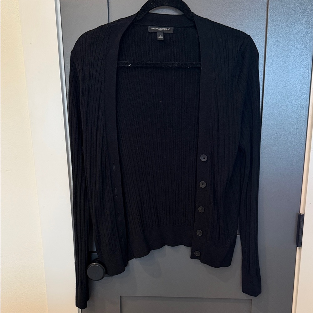 Banana Republic Black Ribbed Cardigan